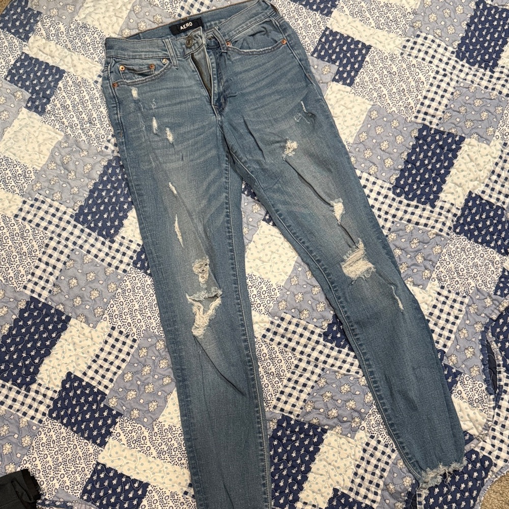 Women's Blue Distressed Jeans